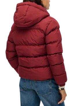 Cazadora Superdry Hooded Sports Puffer acolchado granate para mujer