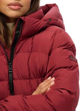 Cazadora Superdry Hooded Sports Puffer acolchado granate para mujer