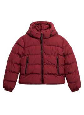 Cazadora Superdry Hooded Sports Puffer acolchado granate para mujer