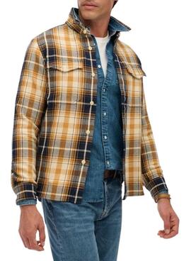 Camisa Superdry Merchant Heavy Checked franela amarillo para hombre
