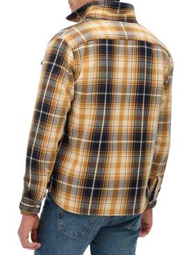 Camisa Superdry Merchant Heavy Checked franela amarillo para hombre
