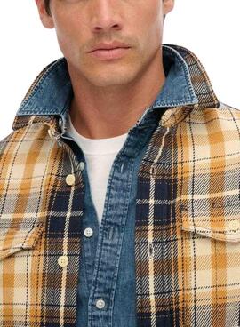 Camisa Superdry Merchant Heavy Checked franela amarillo para hombre