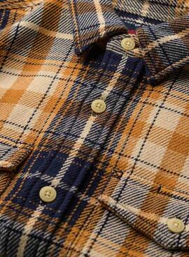 Camisa Superdry Merchant Heavy Checked franela amarillo para hombre