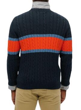 Jersey Superdry Cotton Stripe Cable marino para hombre