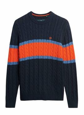 Jersey Superdry Cotton Stripe Cable marino para hombre