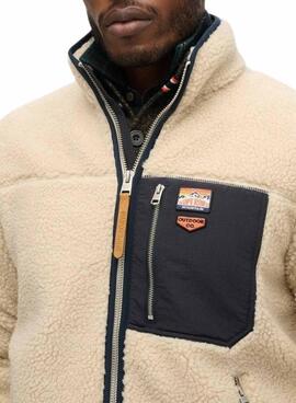 Polar Superdry Vintage Retro Full Zip beige para hombre