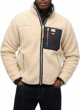 Polar Superdry Vintage Retro Full Zip beige para hombre