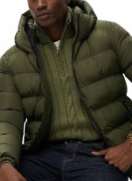 Cazadora Superdry Hooded Sports Puffer acolchado verde para hombre