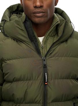 Cazadora Superdry Hooded Sports Puffer acolchado verde para hombre