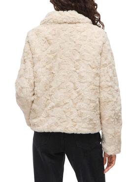 Cazadora de pelo Vila Vidorte beige para mujer