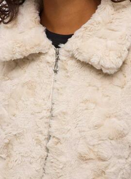 Cazadora de pelo Vila Vidorte beige para mujer