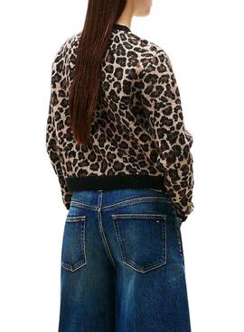 Chaqueta Tommy Jeans Leopard marrón para mujer
