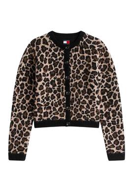 Chaqueta Tommy Jeans Leopard marrón para mujer