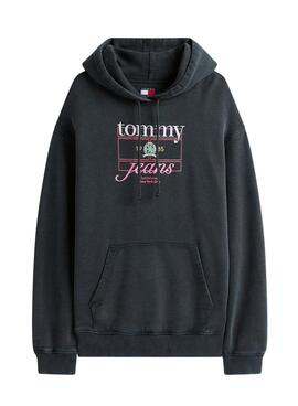 Sudadera Tommy Jeans Crest Flag negro para mujer