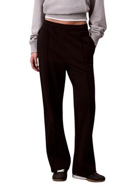 Pantalones Calvin Klein Jeans Archive Logo French Terry negro para mujer
