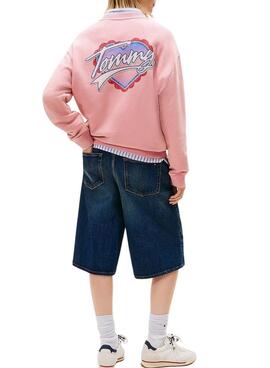 Sudadera Tommy Jeans Heart rosa para mujer