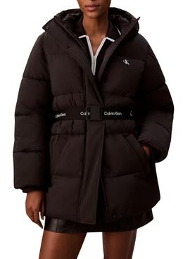Abrigo Calvin Klein Jeans Belted Midweight negro para mujer