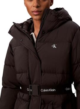 Abrigo Calvin Klein Jeans Belted Midweight negro para mujer