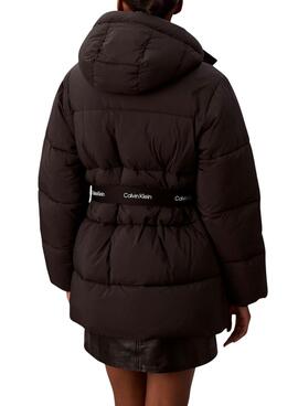Abrigo Calvin Klein Jeans Belted Midweight negro para mujer