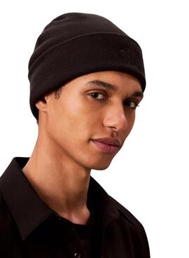 Gorro Calvin Klein Fine Rib negro para hombre