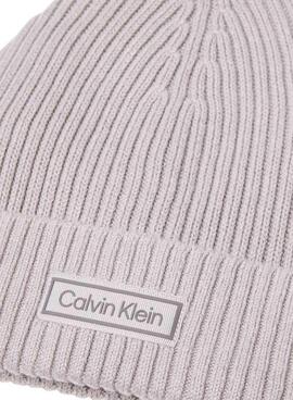 Gorro Calvin Klein Patch Chunky Rib gris para hombre