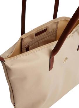 Bolso tote Tommy Hilfiger Popette beige para mujer