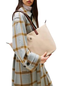 Bolso tote Tommy Hilfiger Popette beige para mujer
