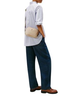 Bolso Tommy Hilfiger Popette nailon beige para mujer