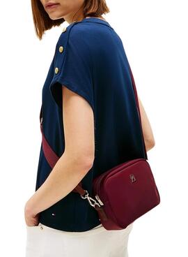Bolso Tommy Hilfiger Popette nailon granate para mujer