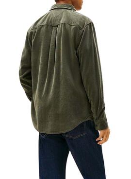 Camisa Tommy Jeans micropana verde para hombre