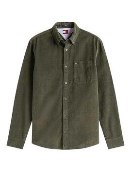 Camisa Tommy Jeans micropana verde para hombre