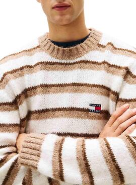 Jersey Tommy Jeans Stripe beige para hombre