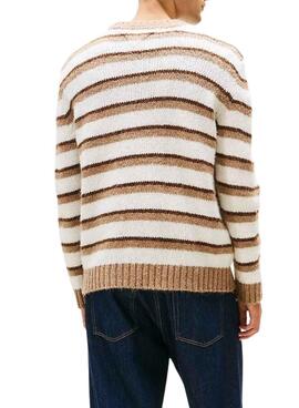 Jersey Tommy Jeans Stripe beige para hombre