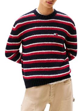 Jersey Tommy Jeans Stripe rojo y azul para hombre