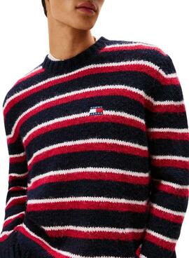 Jersey Tommy Jeans Stripe rojo y azul para hombre