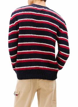 Jersey Tommy Jeans Stripe rojo y azul para hombre