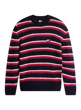 Jersey Tommy Jeans Stripe rojo y azul para hombre