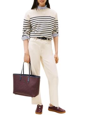 Bolso tote Tommy Hilfiger Monoplay azul y rojo para mujer