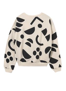 Sudadera Mayoral con estampado geométrico blanco y negro para niña