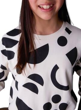 Sudadera Mayoral con estampado geométrico blanco y negro para niña