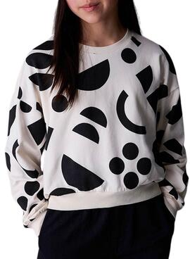 Sudadera Mayoral con estampado geométrico blanco y negro para niña