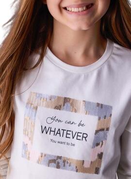 Camiseta Mayoral Whatever blanco para niña