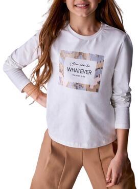 Camiseta Mayoral Whatever blanco para niña