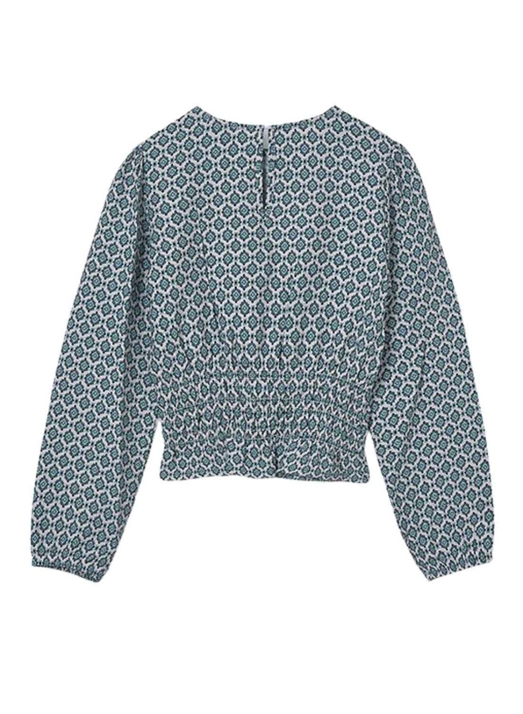 Blusa Mayoral estampado geométrico azul para niña
