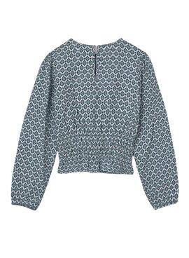 Blusa Mayoral estampado geométrico azul para niña