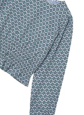 Blusa Mayoral estampado geométrico azul para niña