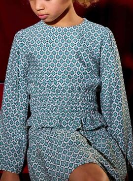 Blusa Mayoral estampado geométrico azul para niña