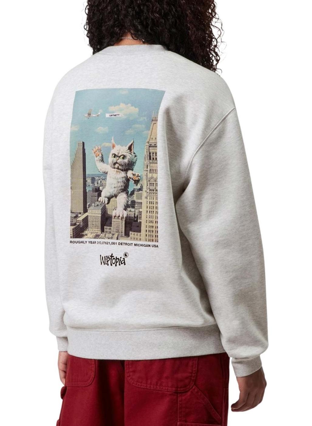 W' Wiptopia Script Sweat Ash Heather / Dusky Beige