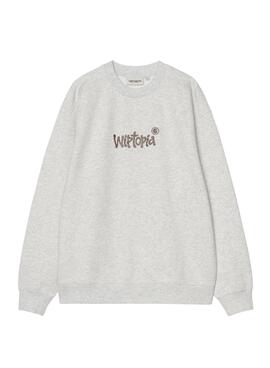 W' Wiptopia Script Sweat Ash Heather / Dusky Beige
