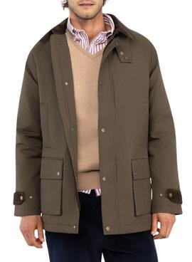 Parka El Ganso cuello pana verde para hombre